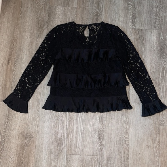 J. Crew | Lace blouse with pleated tiers dressy size 4 business top - Picture 2 of 7